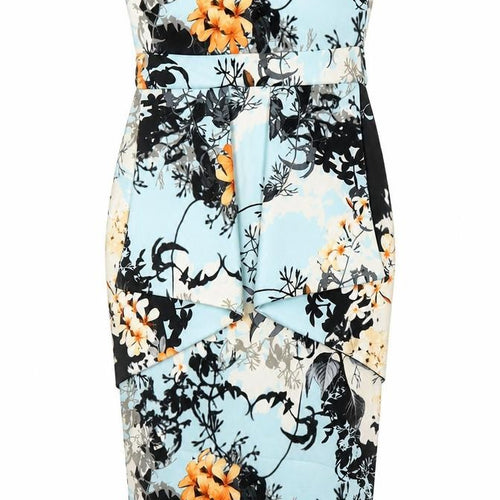 Missi London Womens Multicoloured Geometric Polyester Bodycon Size 10 Off the Shoulder