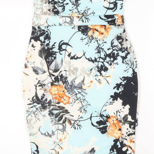 Missi London Womens Multicoloured Geometric Polyester Bodycon Size 10 Off the Shoulder