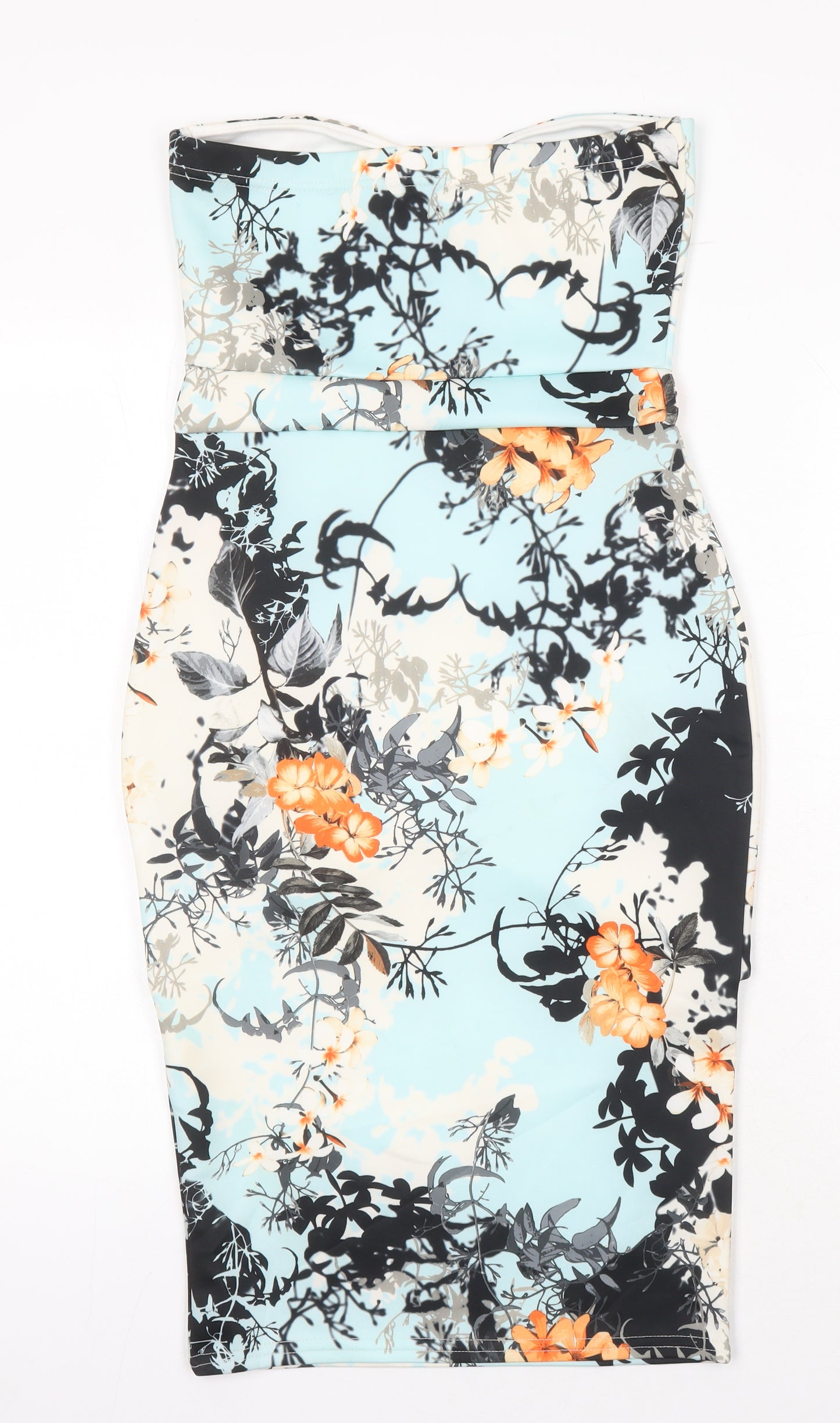 Missi London Womens Multicoloured Geometric Polyester Bodycon Size 10 Off the Shoulder