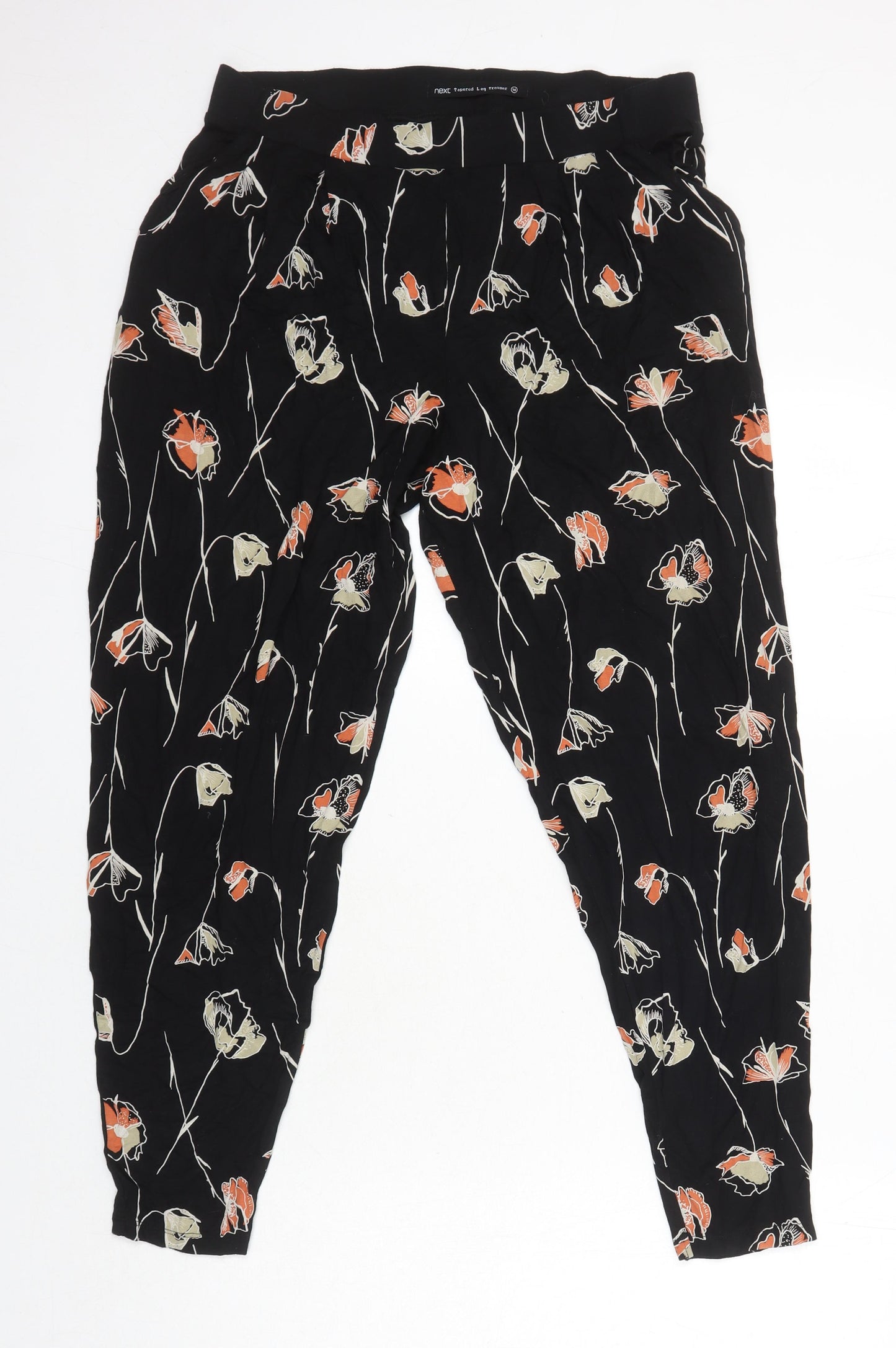 Next Womens Multicoloured Floral Polyester Trousers Size 14 L27 in Regular