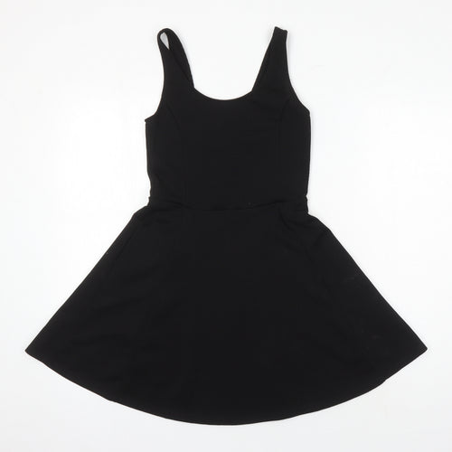 H&M Womens Black Polyester A-Line Size 10 Scoop Neck