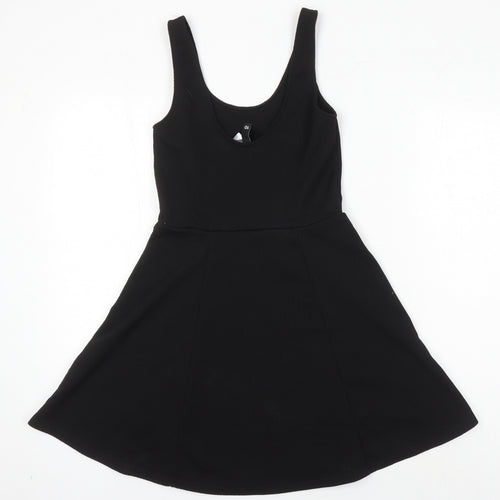 H&M Womens Black Polyester A-Line Size 10 Scoop Neck
