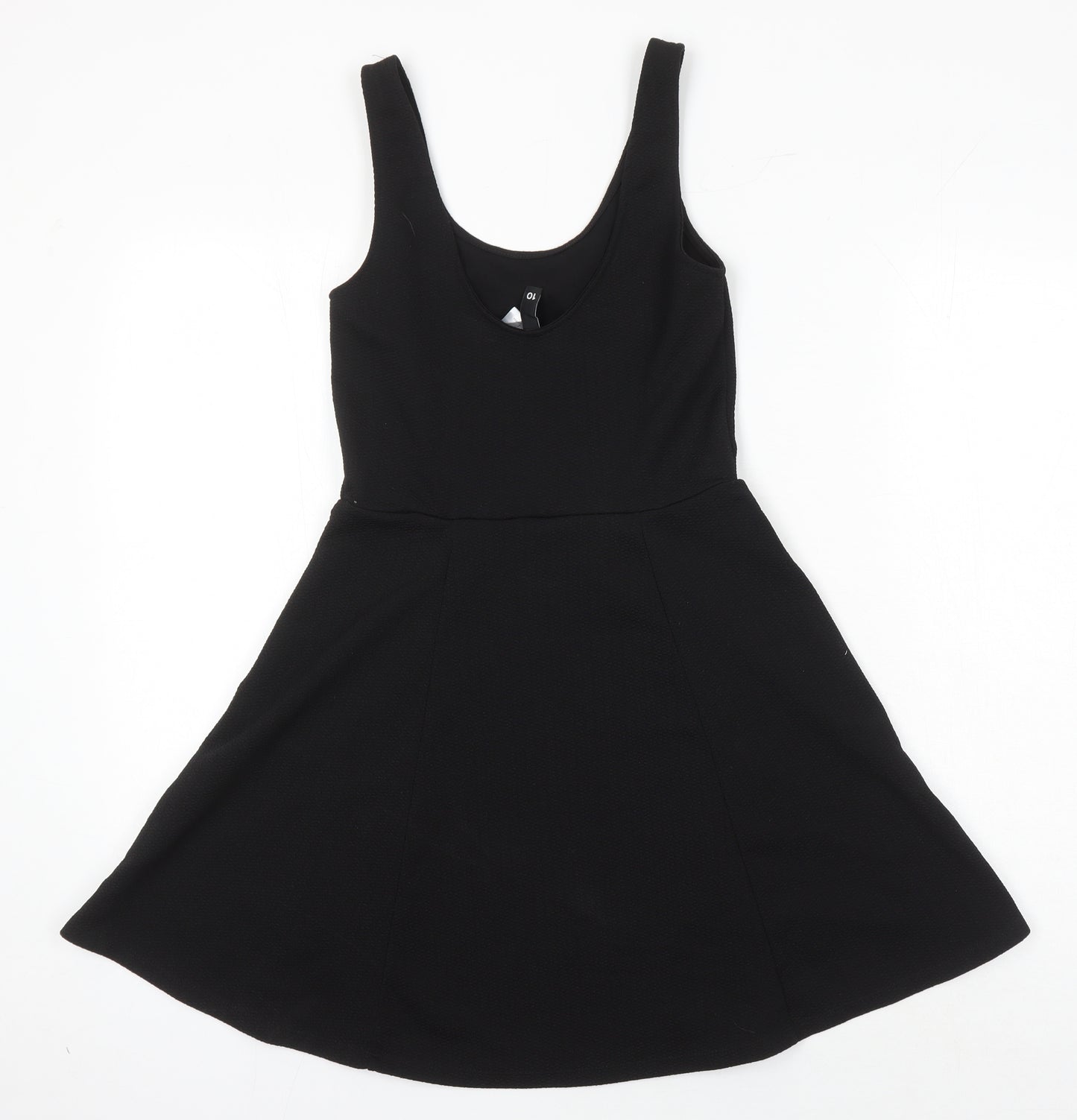 H&M Womens Black Polyester A-Line Size 10 Scoop Neck