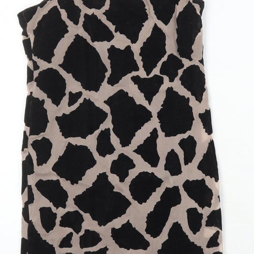 Topshop Womens Multicoloured Animal Print Polyester Bodycon Size 8 Square Neck