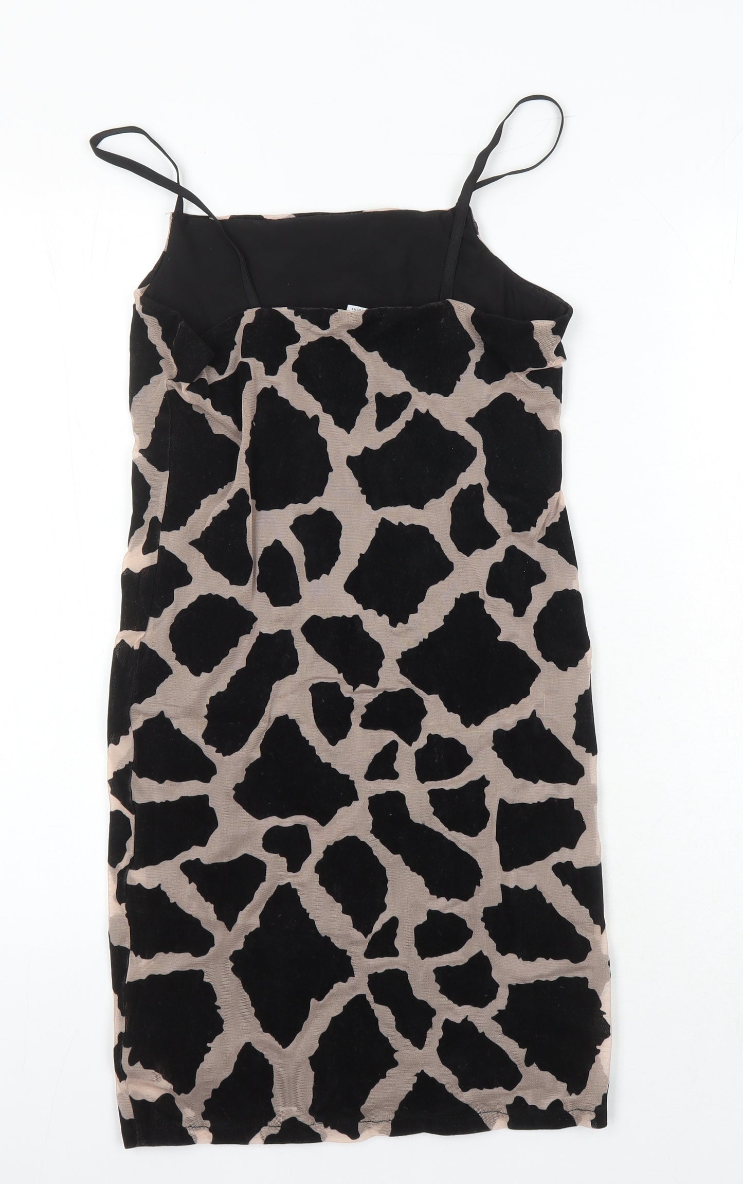 Topshop Womens Multicoloured Animal Print Polyester Bodycon Size 8 Square Neck