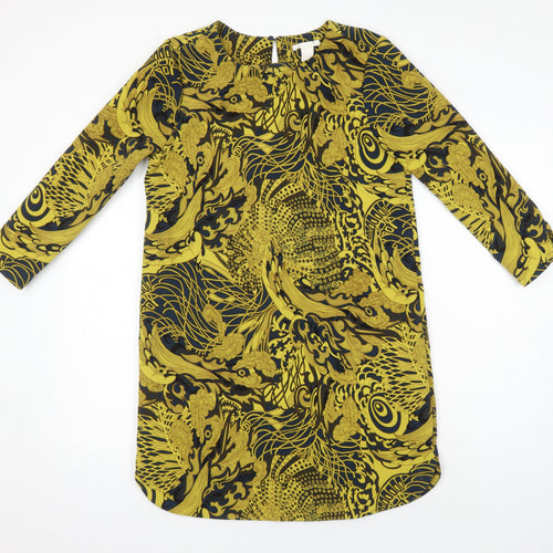 H&M Womens Multicoloured Geometric Polyester Shift Size 8 Round Neck