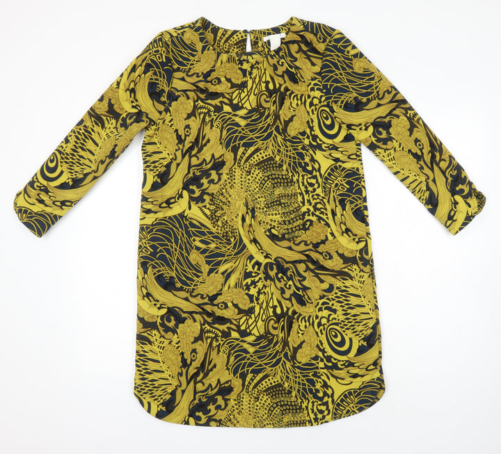 H&M Womens Multicoloured Geometric Polyester Shift Size 8 Round Neck