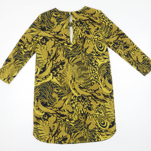H&M Womens Multicoloured Geometric Polyester Shift Size 8 Round Neck