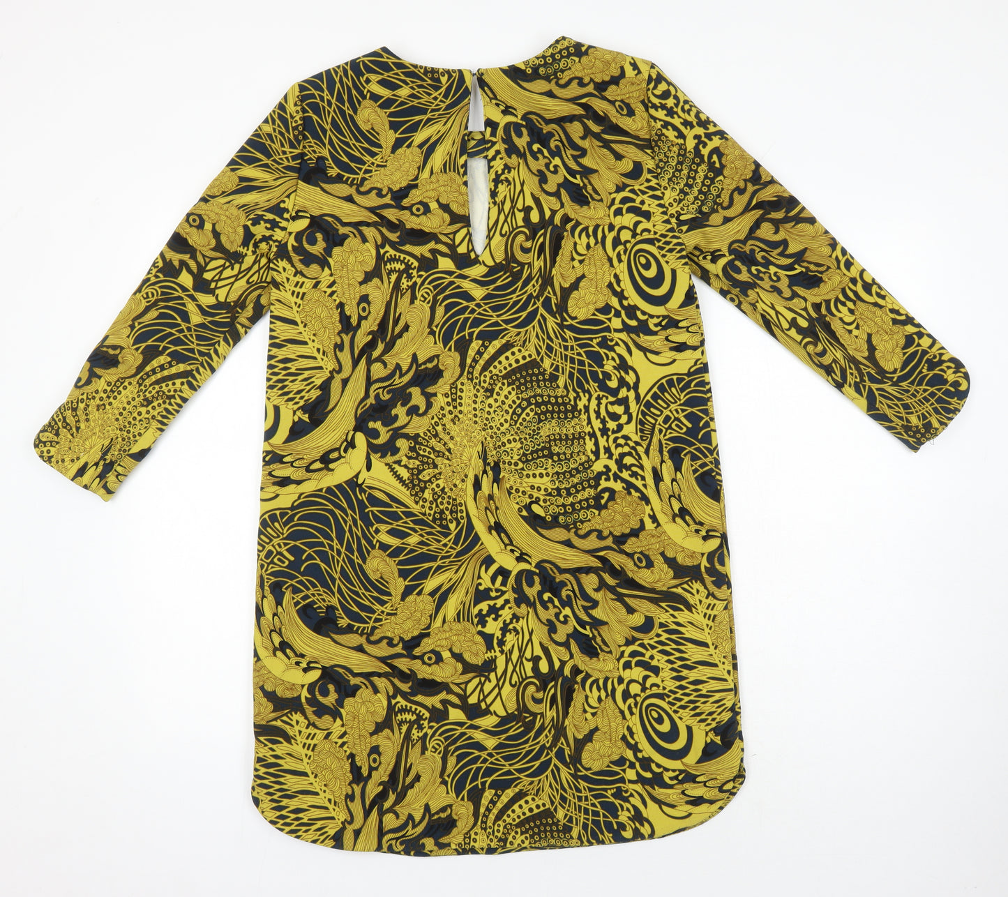 H&M Womens Multicoloured Geometric Polyester Shift Size 8 Round Neck