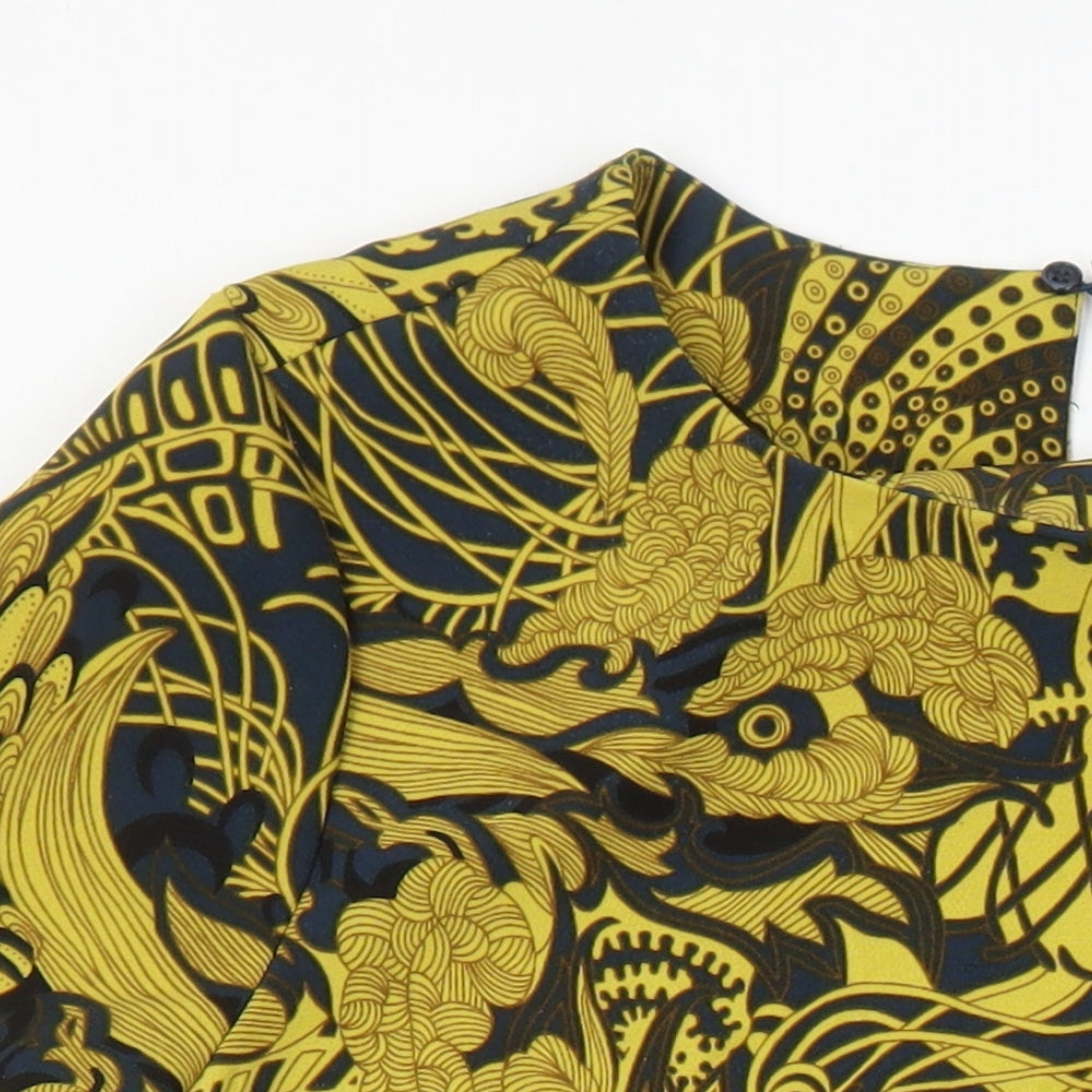 H&M Womens Multicoloured Geometric Polyester Shift Size 8 Round Neck