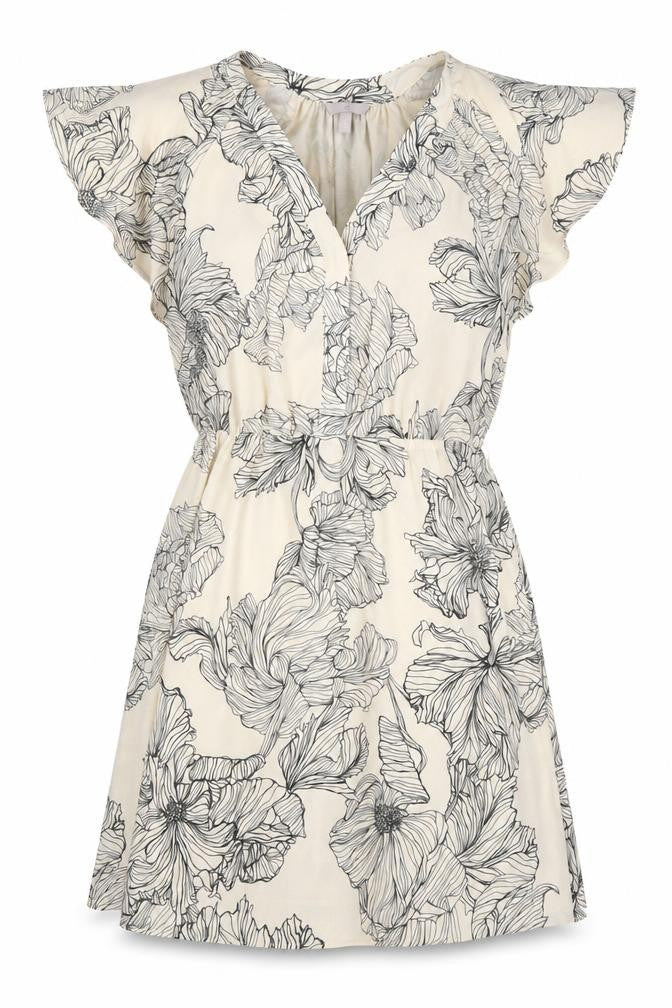 Front view of H&M women’s multicoloured floral polyester a-line, size M, sweetheart