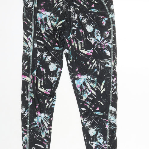 WORKOUT Womens Ivory Floral Polyester Cropped Leggings One Size L23 in Regular - Elasticated waist