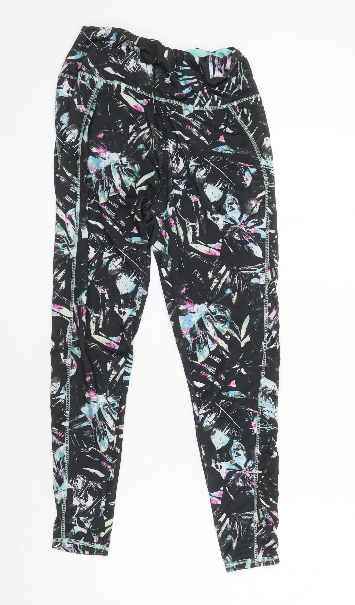 WORKOUT Womens Ivory Floral Polyester Cropped Leggings One Size L23 in Regular - Elasticated waist