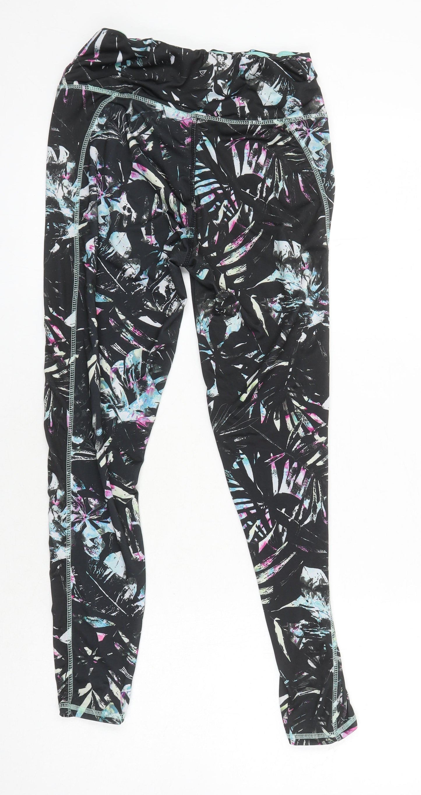 WORKOUT Womens Ivory Floral Polyester Cropped Leggings One Size L23 in Regular - Elasticated waist