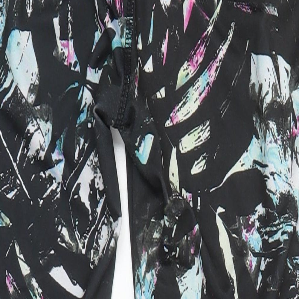 WORKOUT Womens Ivory Floral Polyester Cropped Leggings One Size L23 in Regular - Elasticated waist