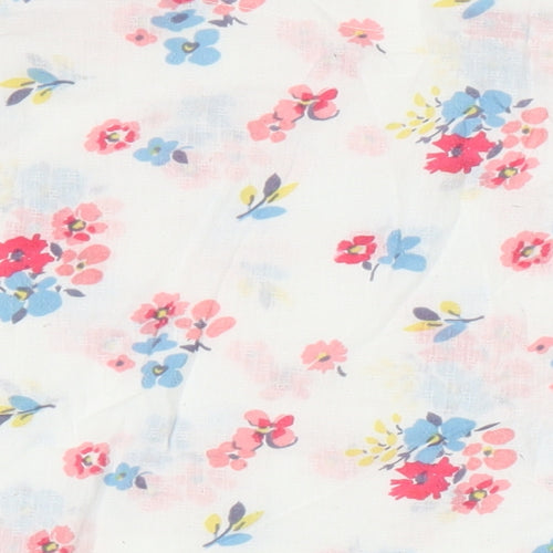 Lily & Me Womens Ivory Floral 100% Cotton Tunic Blouse Size 14 Scoop Neck