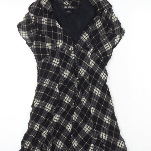 Urban Fitters Womens Multicoloured Check Viscose Tunic Blouse Size XL Collared