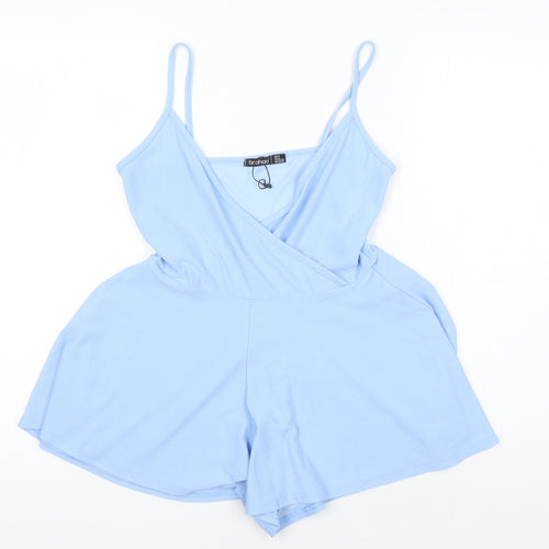 Boohoo Womens Blue Polyester Playsuit One-Piece Size 6