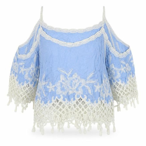 New Look Womens Blue Herringbone Viscose Tunic Blouse Size L Boat Neck