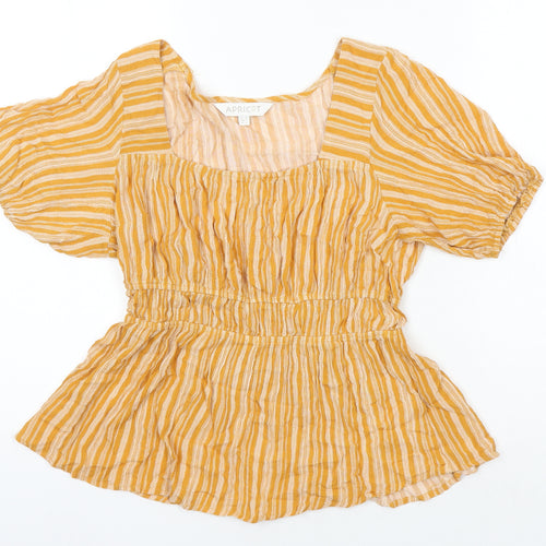 Apricot Womens Yellow Polka Dot Viscose Tunic Blouse Size 10 Scoop Neck
