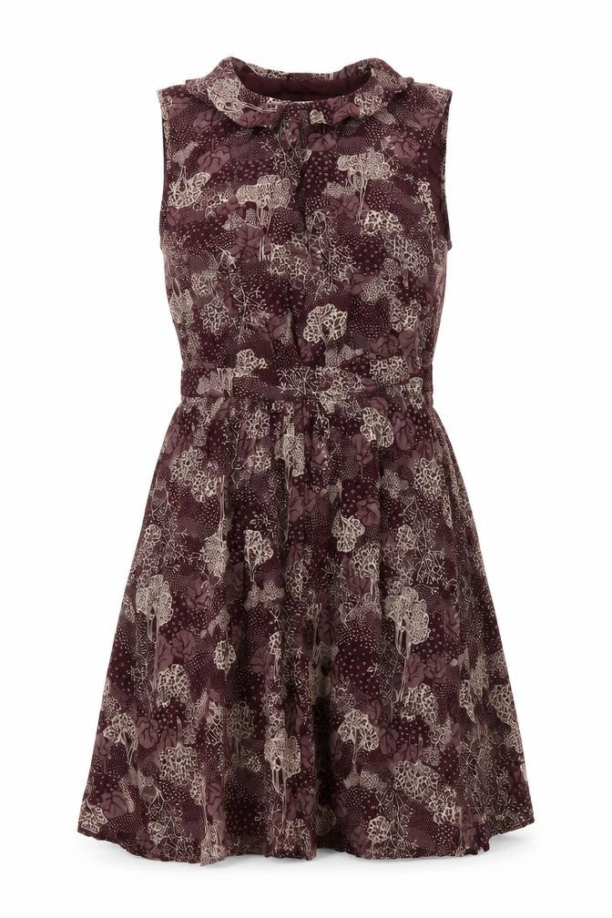 Front view of Jack Wills women’s purple geometric viscose a-line, size UK 8, collared