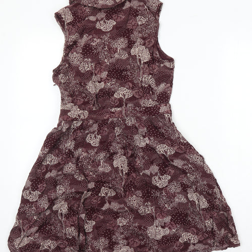 Jack Wills Womens Purple Geometric Viscose A-Line Size 8 Collared