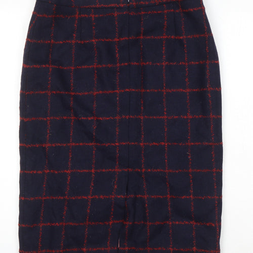 Moon Womens Multicoloured Check Wool Straight & Pencil Skirt Size 12