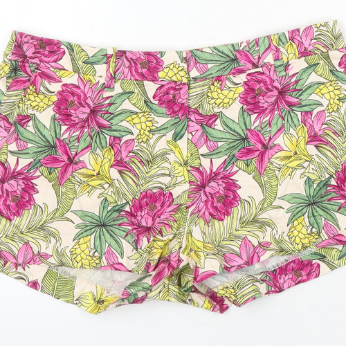 H&M Womens Multicoloured Floral Cotton Basic Shorts Size 6 Regular