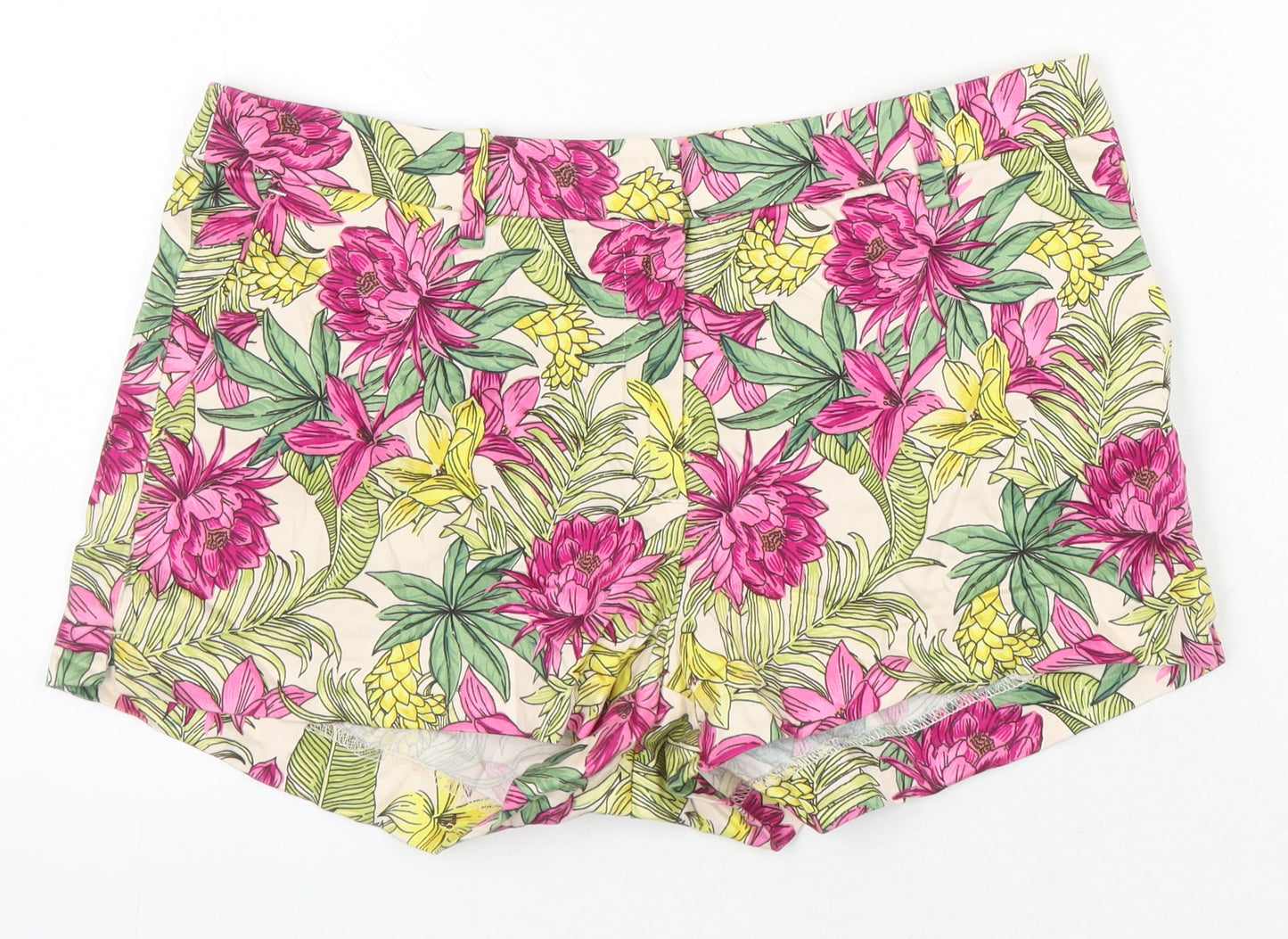 H&M Womens Multicoloured Floral Cotton Basic Shorts Size 6 Regular