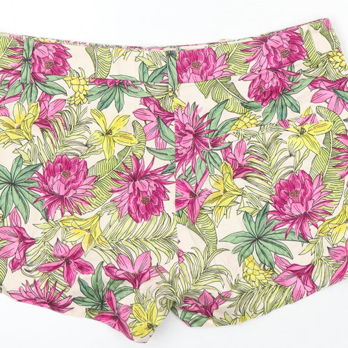 H&M Womens Multicoloured Floral Cotton Basic Shorts Size 6 Regular
