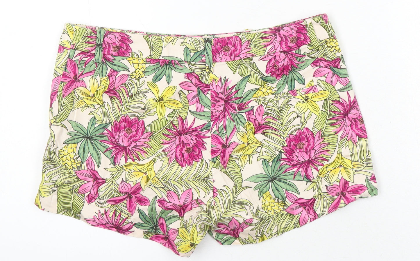 H&M Womens Multicoloured Floral Cotton Basic Shorts Size 6 Regular