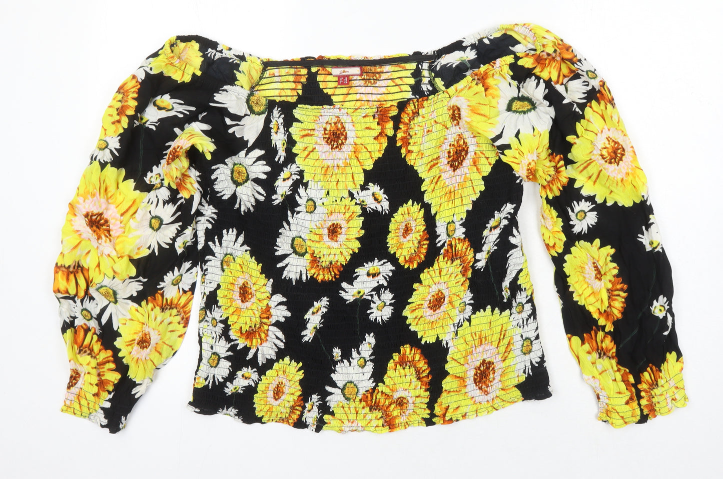 Joe Browns Womens Ivory Floral Viscose Tunic Blouse Size 14 Off the Shoulder