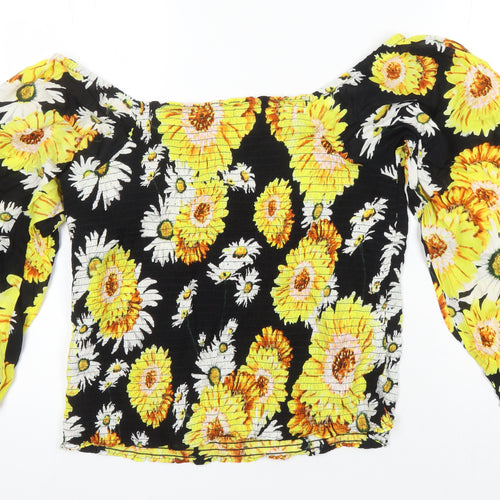 Joe Browns Womens Ivory Floral Viscose Tunic Blouse Size 14 Off the Shoulder