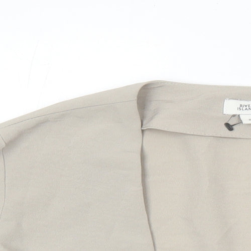 River Island Womens Beige Polyester Cropped Blouse Size 8 V-Neck