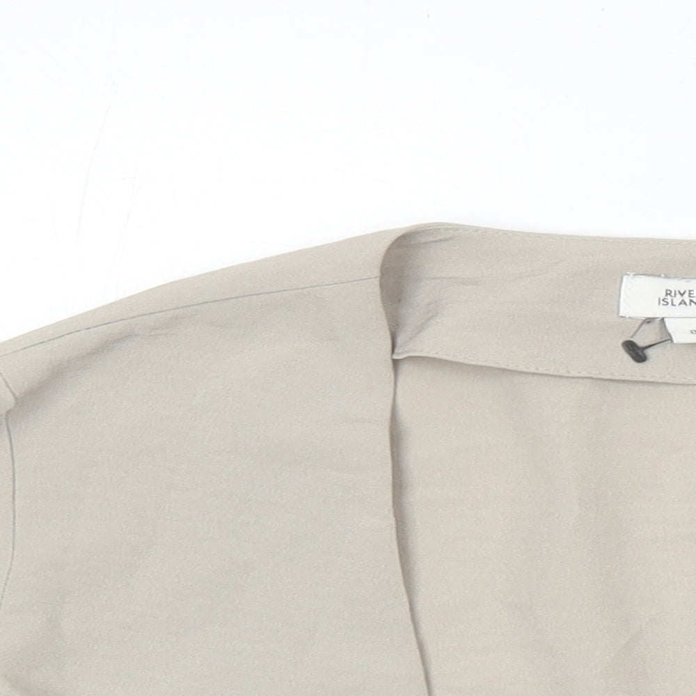 River Island Womens Beige Polyester Cropped Blouse Size 8 V-Neck