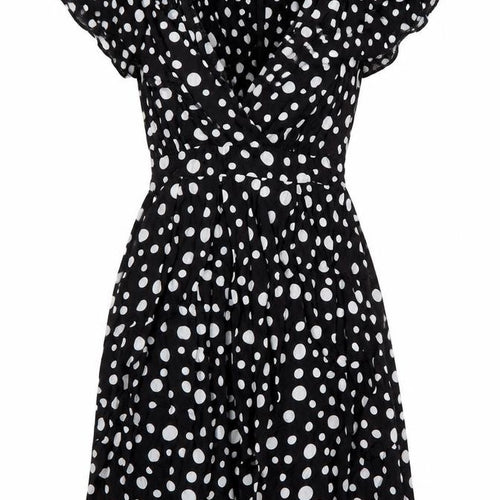 Dorothy Perkins Womens Black Polka Dot Viscose A-Line Size 8 V-Neck