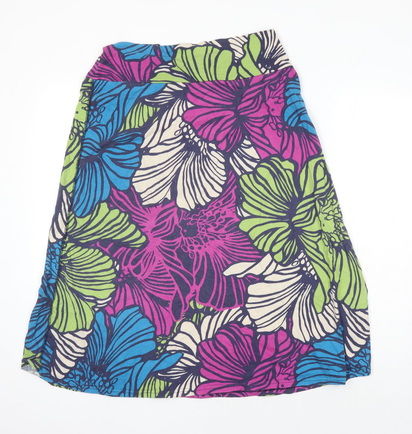 Weird Fish Womens Multicoloured Floral Cotton A-Line Skirt Size 10