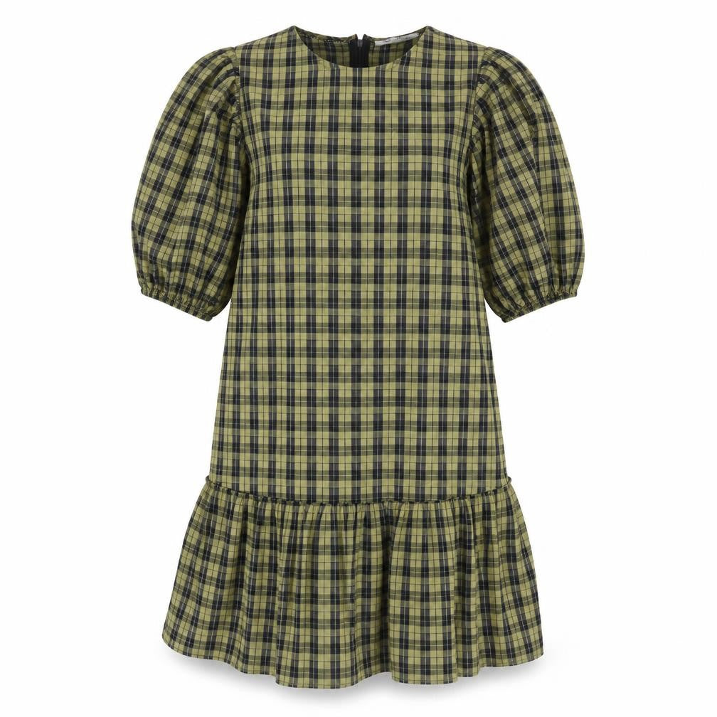 Front view of CoCoture women’s multicoloured check cotton a-line, size S, round neck
