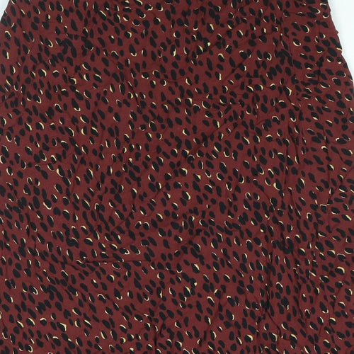 New Look Womens Brown Geometric Viscose Wrap Skirt Size 8 Button