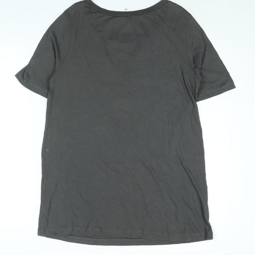 CHA SOR Mens Grey Cotton T-Shirt Size M Round Neck - American Flag Print