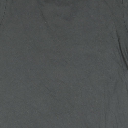 CHA SOR Mens Grey Cotton T-Shirt Size M Round Neck - American Flag Print