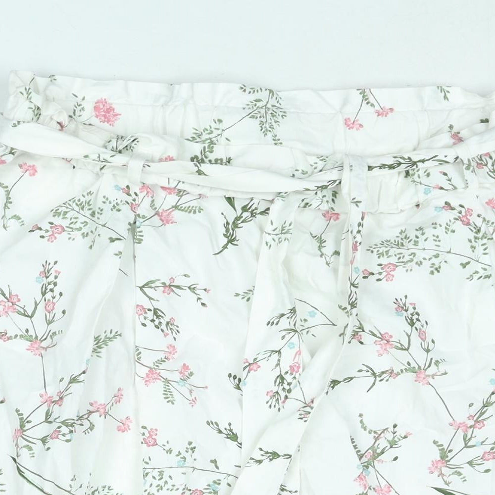 Anthology Womens White Floral Cotton A-Line Skirt Size 16 - Belted