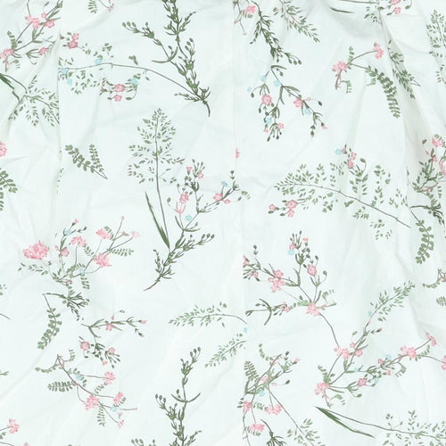 Anthology Womens White Floral Cotton A-Line Skirt Size 16 - Belted