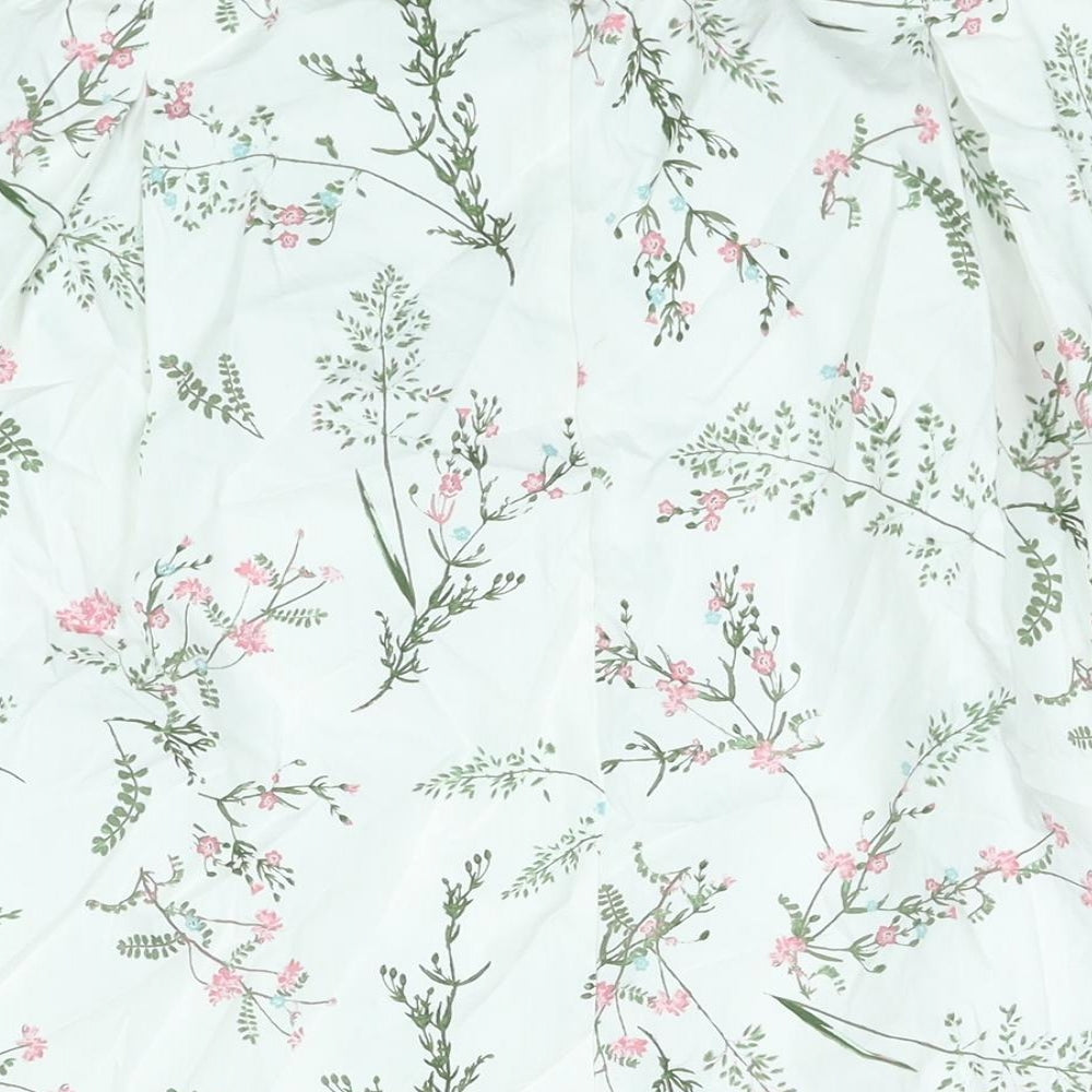 Anthology Womens White Floral Cotton A-Line Skirt Size 16 - Belted