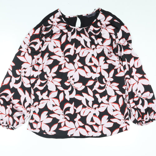 Marks and Spencer Womens Multicoloured Polyester Basic Blouse Size 8 Round Neck - Floral Print