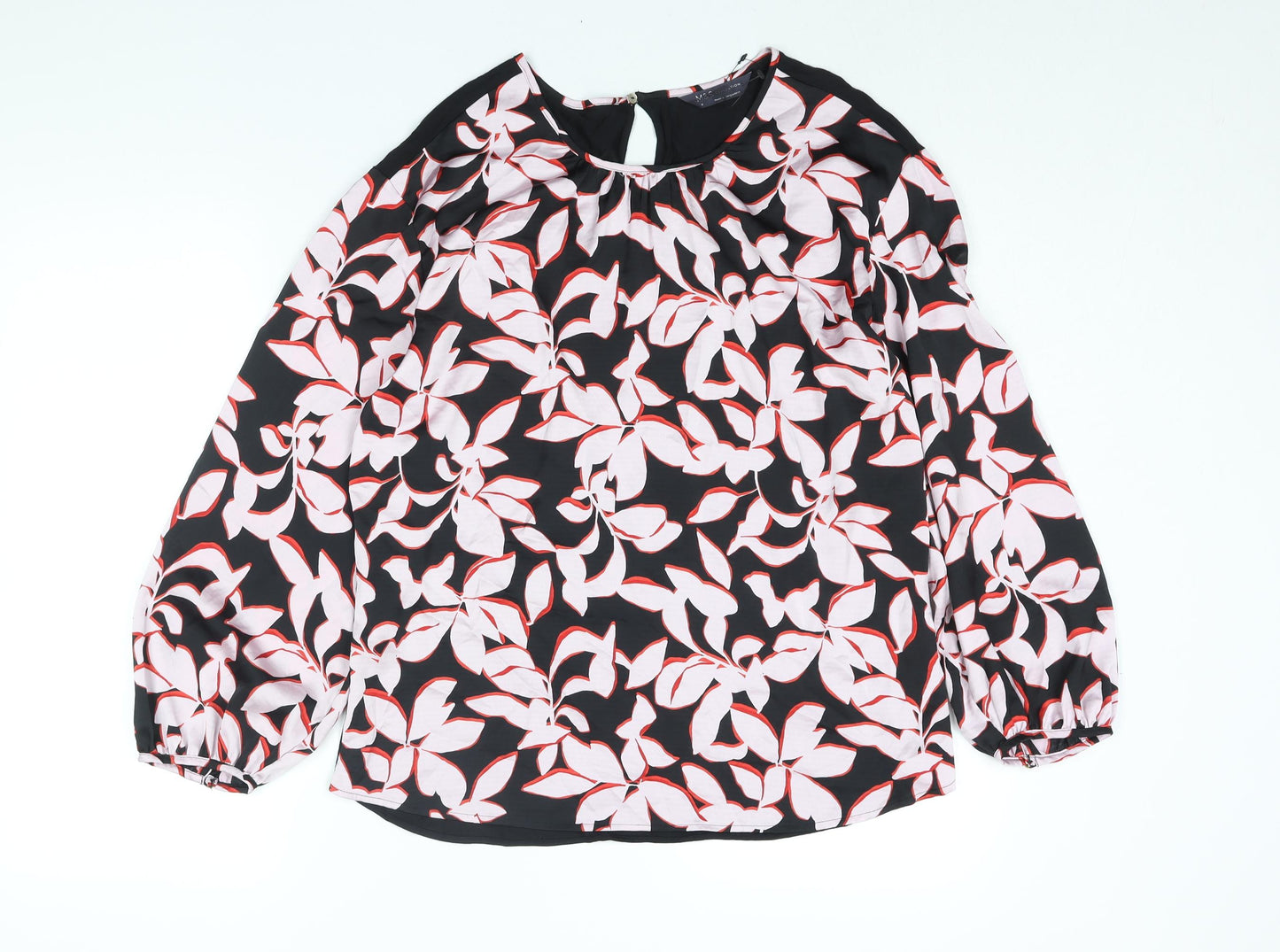 Marks and Spencer Womens Multicoloured Polyester Basic Blouse Size 8 Round Neck - Floral Print