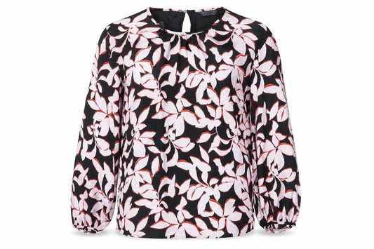 Front view of Marks & Spencer women’s multicoloured polyester basic blouse, size UK 8, round neck - floral print
