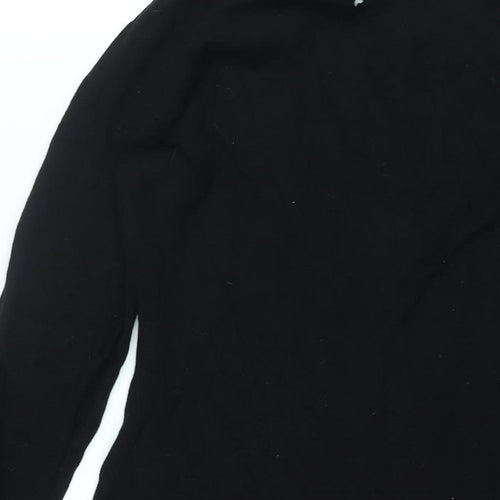 Monsoon Womens Black Viscose Jumper Dress Size 8 Mock Neck Button - Twist Detail