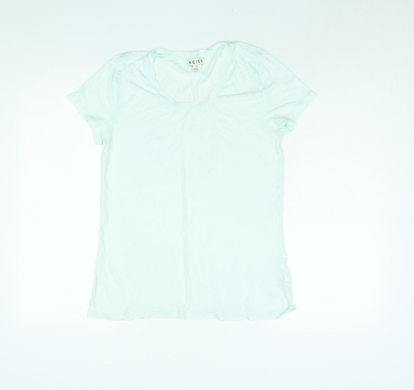 Reiss Womens Green Lyocell Basic T-Shirt Size M Round Neck