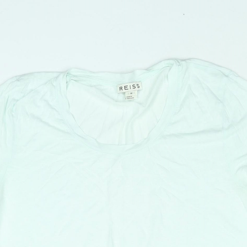 Reiss Womens Green Lyocell Basic T-Shirt Size M Round Neck
